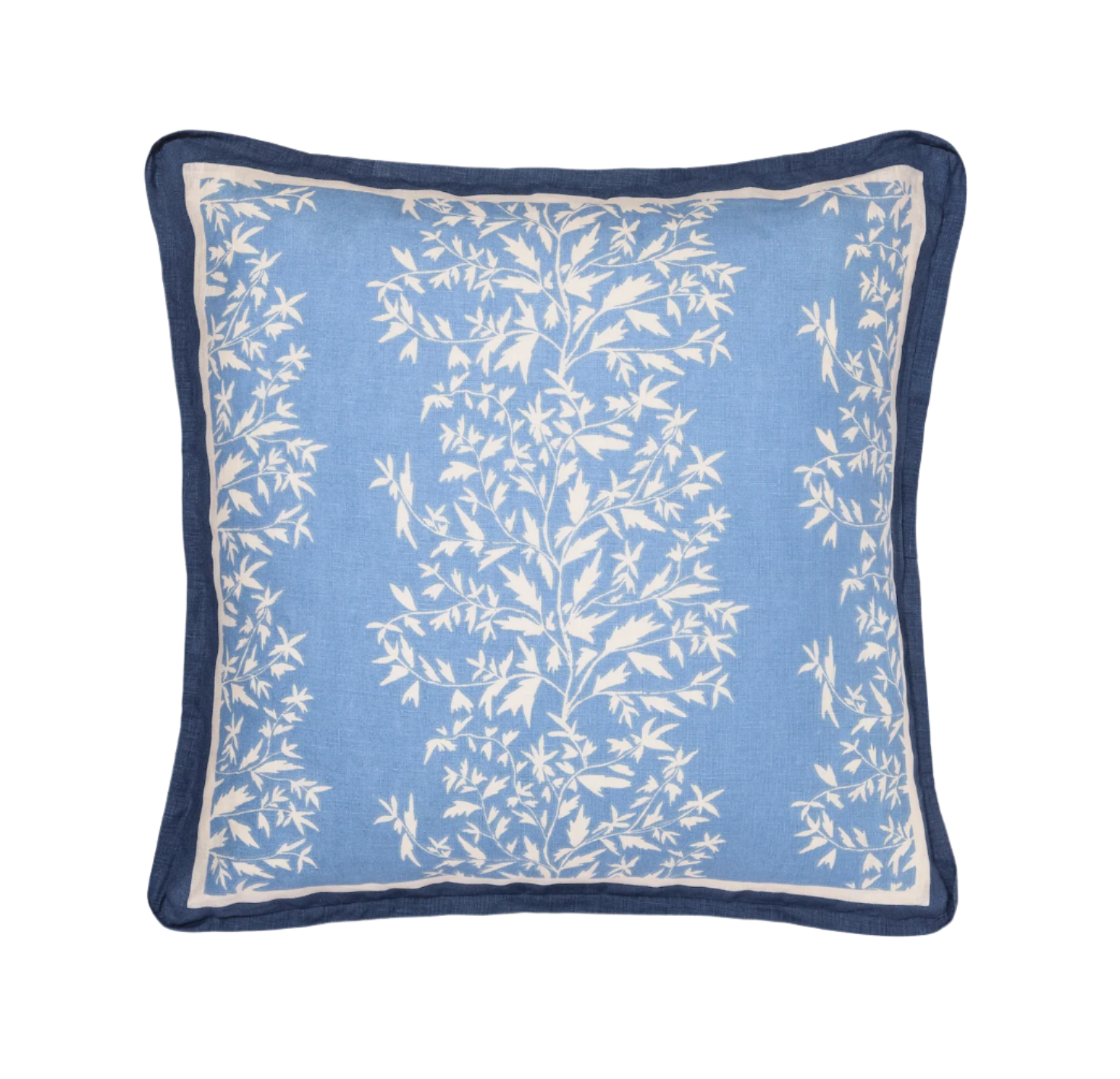 primrose lapis pillow with blue contrast trim