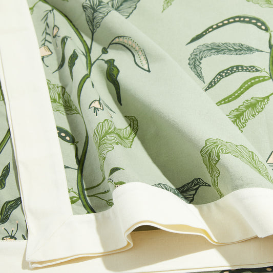 close up of tuileries evergreen tablcloth